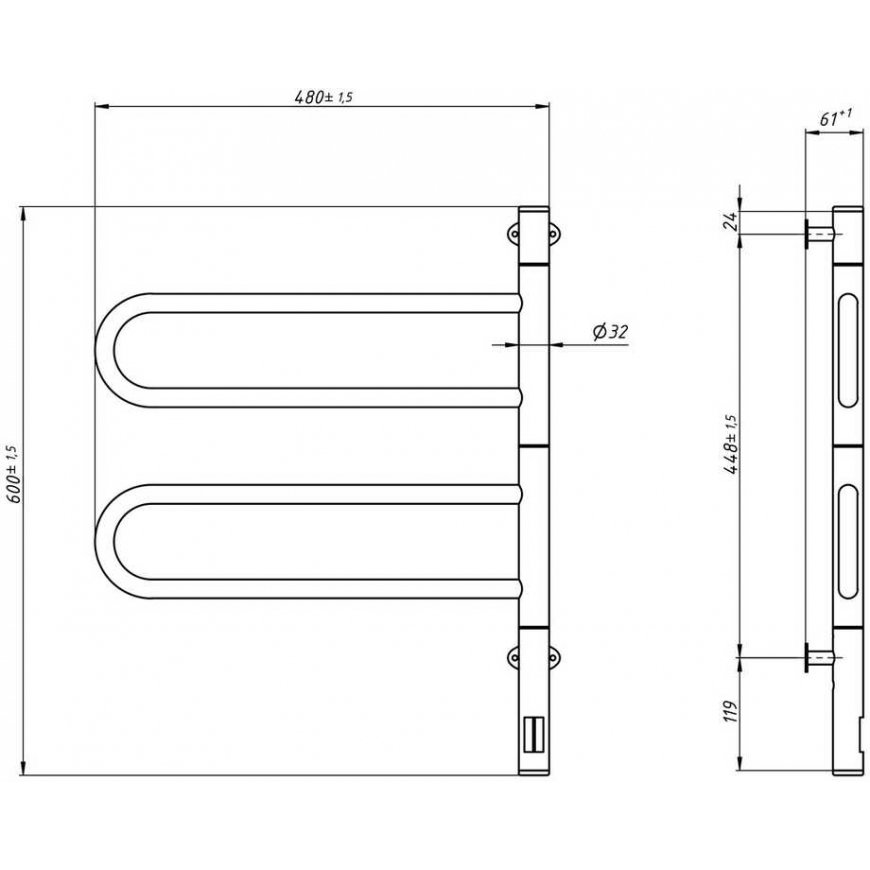 Towel dryer Navin Fouette 480*600 Sensor 12-112033-4860 – 4