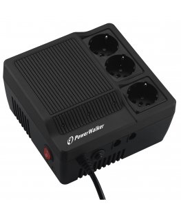 PowerWalker AVR 600 pingeregulaator 3 vahelduvvoolu kontakt Must