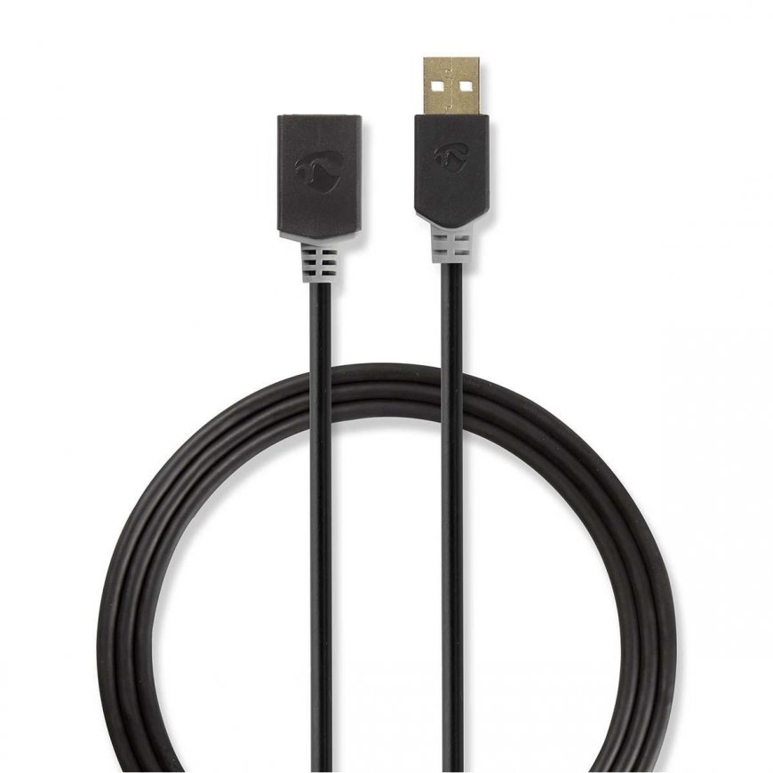 Nedis CCBW60010AT20 USB kabelis 2 m USB 2.0 USB A Antracitas