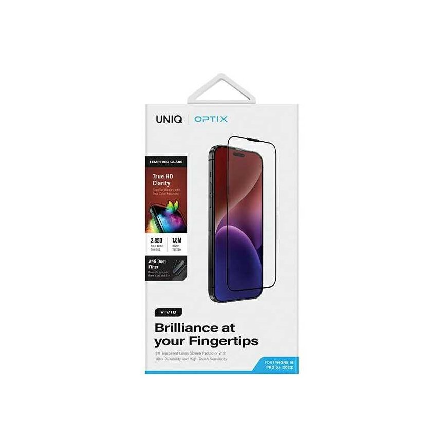 UNIQ Optix Vivid iPhone 15 Pro 6.1" clear tempered glass with applicator – 4