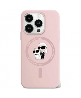 Dėklas Karl Lagerfeld KLHMP15LSCMKCRHP iPhone 15 Pro 6.1" rožinis/pink hardcase Silicone Karl & Choupette MagSafe