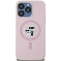 Dėklas Karl Lagerfeld KLHMP15LSCMKCRHP iPhone 15 Pro 6.1" rožinis/pink hardcase Silicone Karl & Choupette MagSafe
