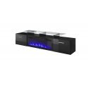 Cama RTV cabinet ROVA with electric fireplace 190x37x48 cm black/black gloss