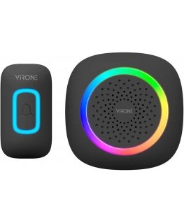 Orno PELA, bevielis baterijos durų skambutis, mokymosi sistema, 60 garsų, RGB LED, 300 m, juoda