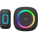 Orno PELA, Wireless Battery Doorbell, Learning System, 60 Sounds, RGB LED, 300m, Black Orno PELA, Wireless Battery Doorbell, Learning System, 60 Sounds, RGB LED, 300m, Black