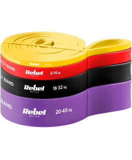 Set of latex exercise bands - Power Band PLs-2, 4-45 kg, 4 bands, REBEL ACTIVE