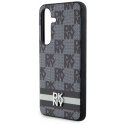 Dėklas DKNY PU Leather Checkered Pattern and Stripe Case for Samsung Galaxy S24+ Juodas