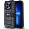 Case DKNY DKHCP14LPRTHSLK iPhone 14 Pro 6.1" black/black hardcase Leather Mono Stripe & Metal Logo