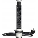 Orno Furniture socket ?6cm pulls out from the tabletop with USB charger, lock and 1.8m cable, 3x2P+Z (Schuko), silver Orno Furniture socket ?6cm pulls out from the tabletop with USB charger, lock and 1.8m cable, 3x2P+Z (Schuko), silver