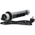 Orno Baldų lizdas ?6cm ištraukiamas nuo stalviršio su USB įkrovikliu, spyna ir 1,8m laidu, 3x2P+Z (Schuko), sidabrinis Orno Baldų lizdas ?6cm ištraukiamas nuo stalviršio su USB įkrovikliu, spyna ir 1,8m laidu, 3x2P+Z (Schuko), sidabrinis