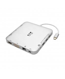 Tripp Lite U442-DOCK2-S USB-C Dock, Dual Display - 4K HDMI/mDP, VGA, USB 3.x (5Gbps), USB-A/C Hub, GbE, 60W PD Charging