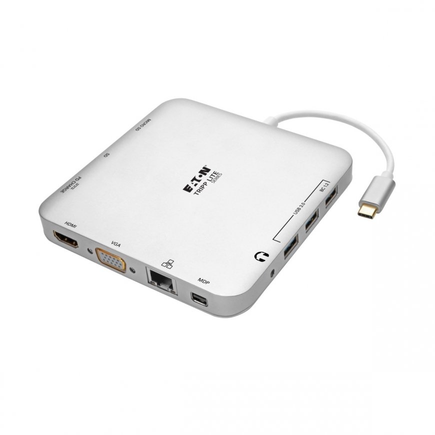 Tripp Lite U442-DOCK2-S USB-C Dock, Dual Display - 4K HDMI/mDP, VGA, USB 3.x (5Gbps), USB-A/C Hub, G