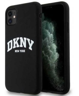 Dėklas DKNY DKHMN61SNYACH iPhone 11 / Xr 6.1" juoda/juodas hardcase Liquid Silicone Baltas Printed Logo MagSafe