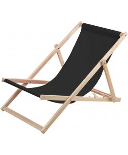 Woodok beech wood sunbed, black, ideal for the beach, balcony, terrace