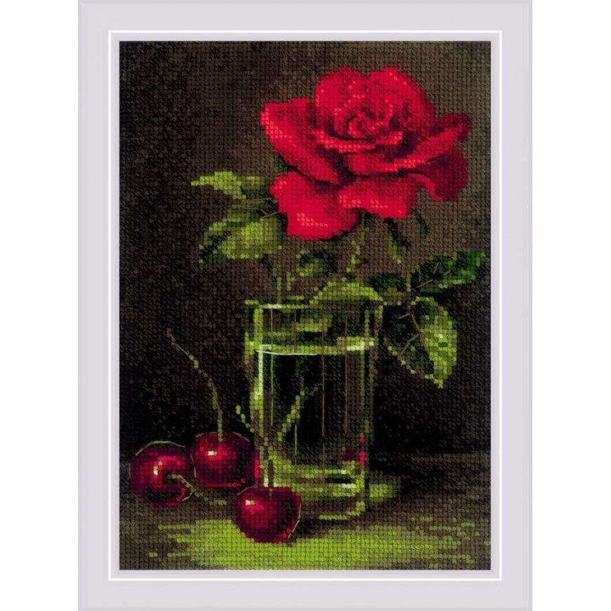 Uab Riolis Cross stitch kit Roses and sweet cherries 15x21 SR2123