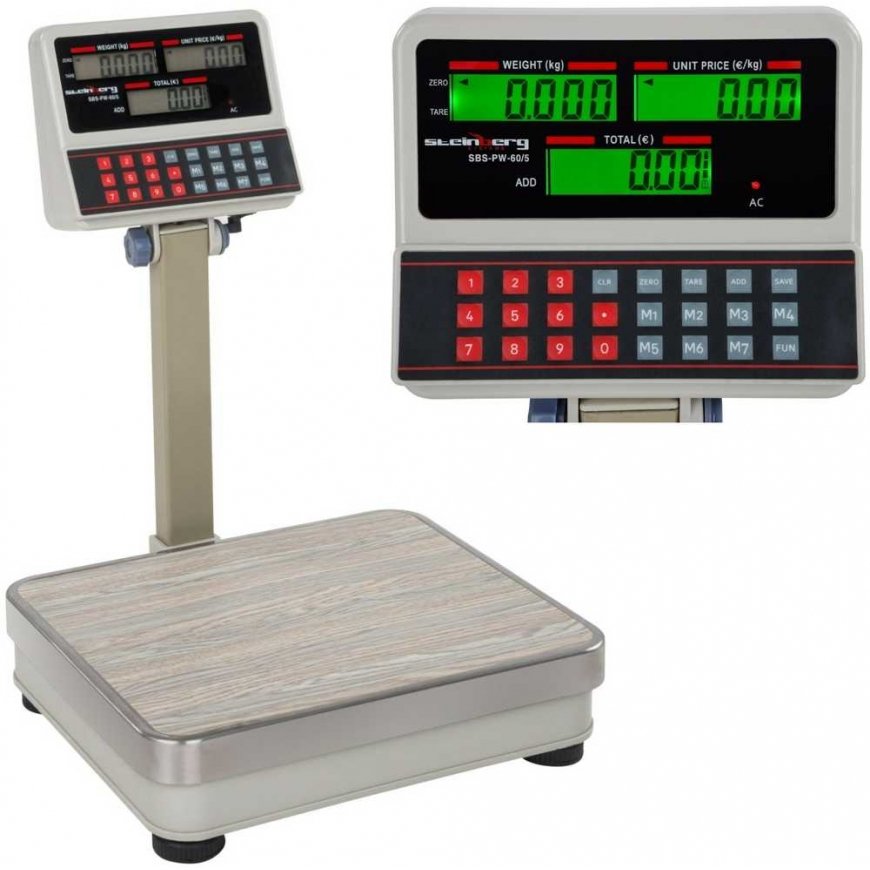 Steinberg Systems SBS-PW-60 LCD platforminės parduotuvės svarstyklės iki 60 kg