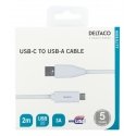Deltaco USBC-1011M USB kabelis 2 m USB 2.0 USB A Balts