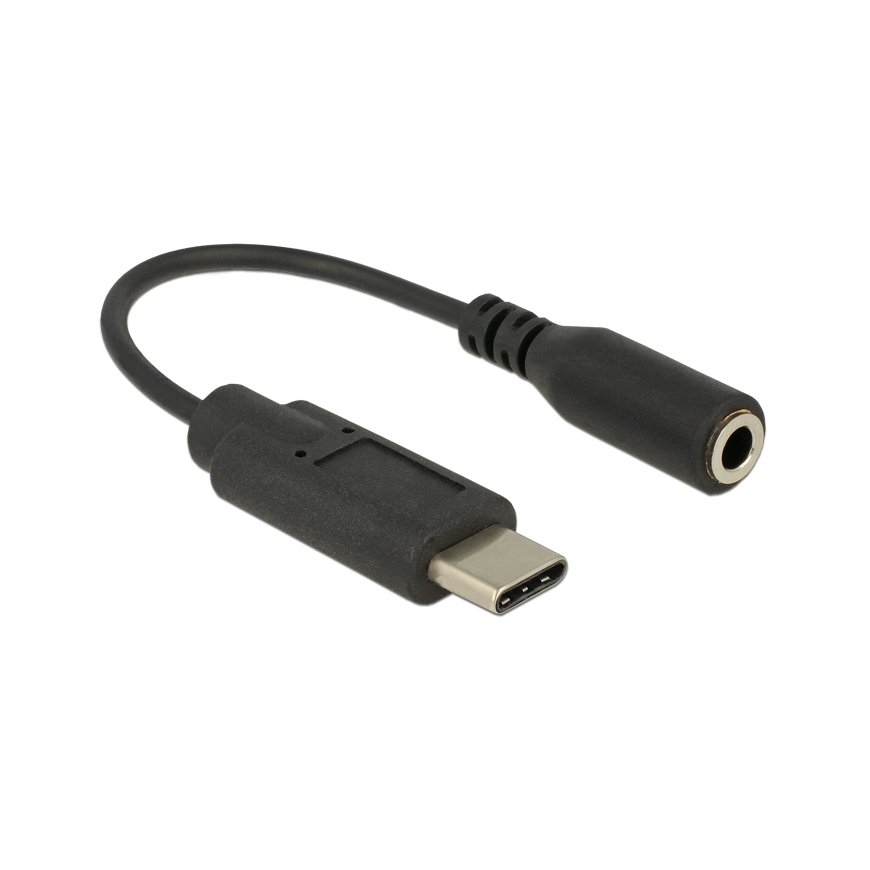DeLOCK 65842 matkapuhelimen kaapeli musta 0,14 m USB C 3.5mm