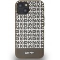 Dėklas DKNY DKHMP15SPSOSPW iPhone 15 / 14 / 13 6.1" ruda/ruda hardcase Leather Printed Pattern Metal Logo MagSafe