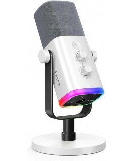 FIFINE AmpliGame AM8W Wired Microphone with RGB Lighting|USB/XLR
