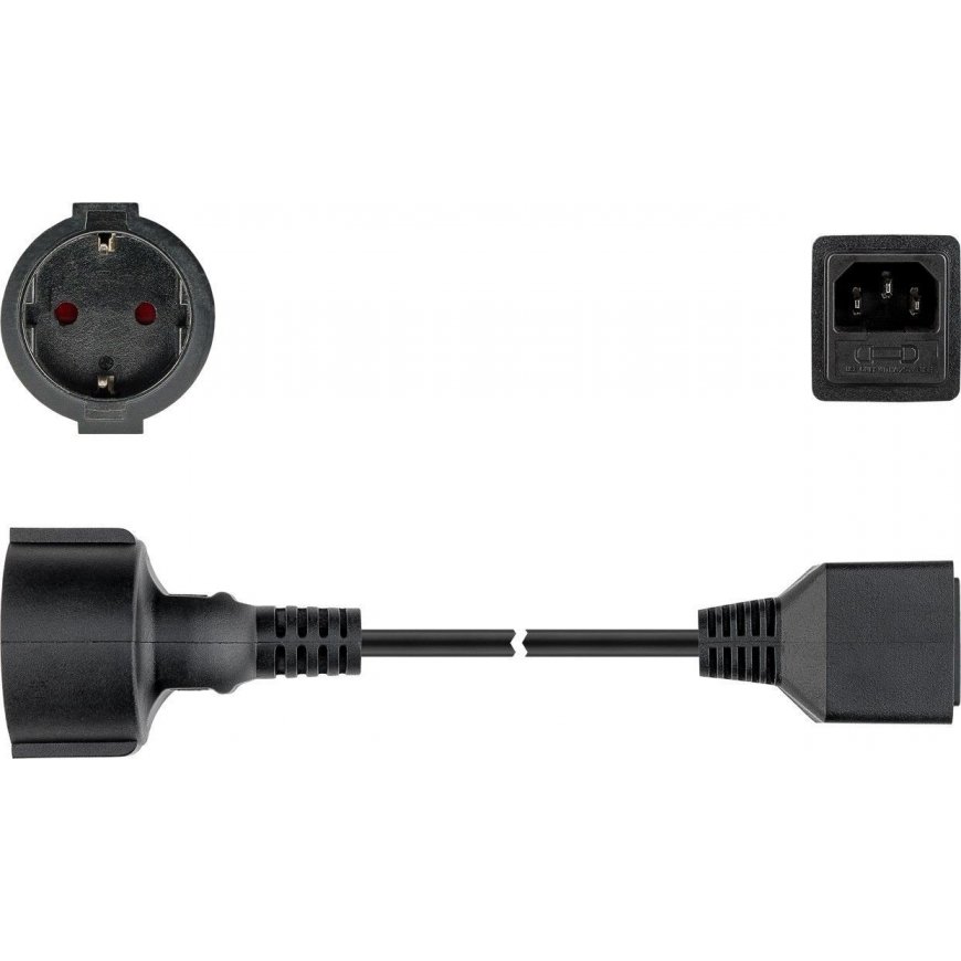 Goobay 55528 power cable Black 1.5 m CEE7/7 C14 coupler – 2