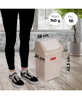 Click-it waste bucket 15L 28x23.5x43,8cm beige