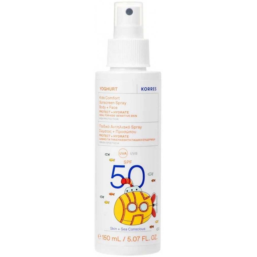 Korres Yoghurt Kids Comfort Sunscreen Spray emulsion protection w spray for children SPF50 150ml