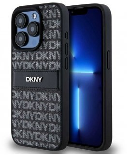 Case DKNY DKHCP14XPRTHSLK iPhone 14 Pro Max 6.7" black/black hardcase Leather Mono Stripe & Metal Logo