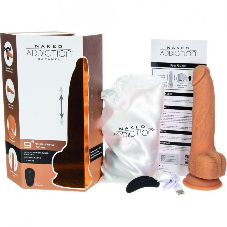 Eropartner Pulsator - Naked Addiction Thrusting Dong with Remote 23 cm Caramel – 2