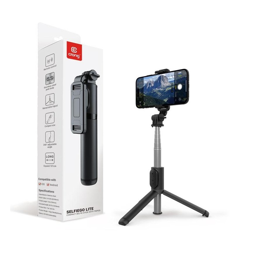 Crong Compact selfie stick Bluetooth tripod