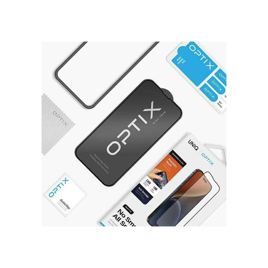 UNIQ Optix Matte iPhone 15 Pro Max 6.7" matowe grūdintas stiklas su aplikatorem – 3