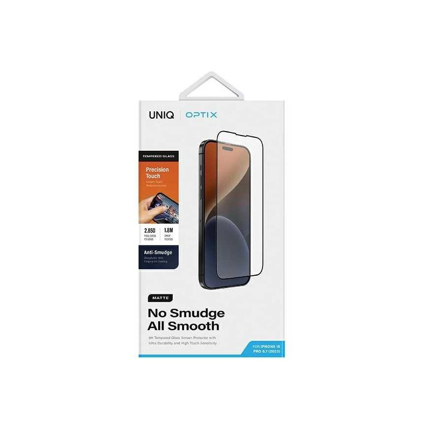 UNIQ Optix Matte iPhone 15 Pro Max 6.7" matte tempered glass with applicator – 4