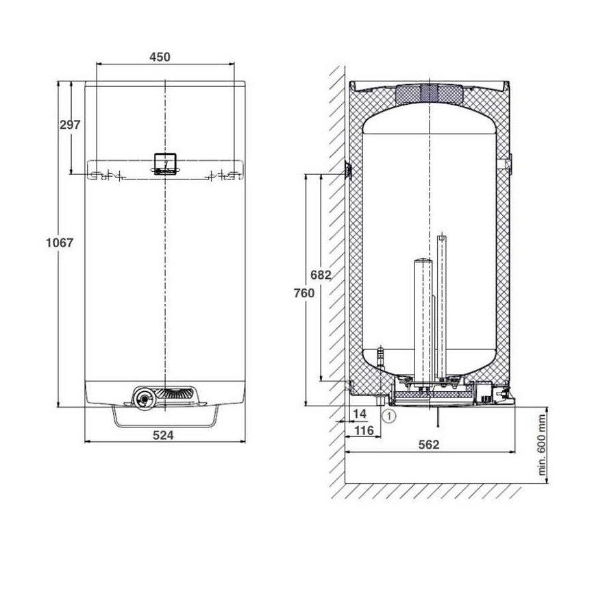 Water heater DRAŽICE OKCE 125, 122 l – 2