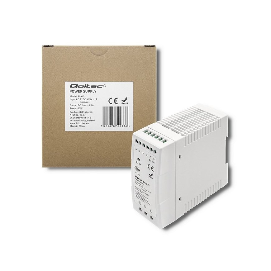 No name Qoltec Din Rail barošanas