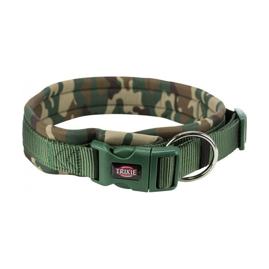 TRIXIE Premium collar, wide with neoprene L-XL 56-62cm/25mm, camouflage/forest