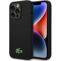 Case Lacoste Apple iPhone 15 Pro Liquid Silicone Microfiber Croc Logo Magsafe Back Cover Black