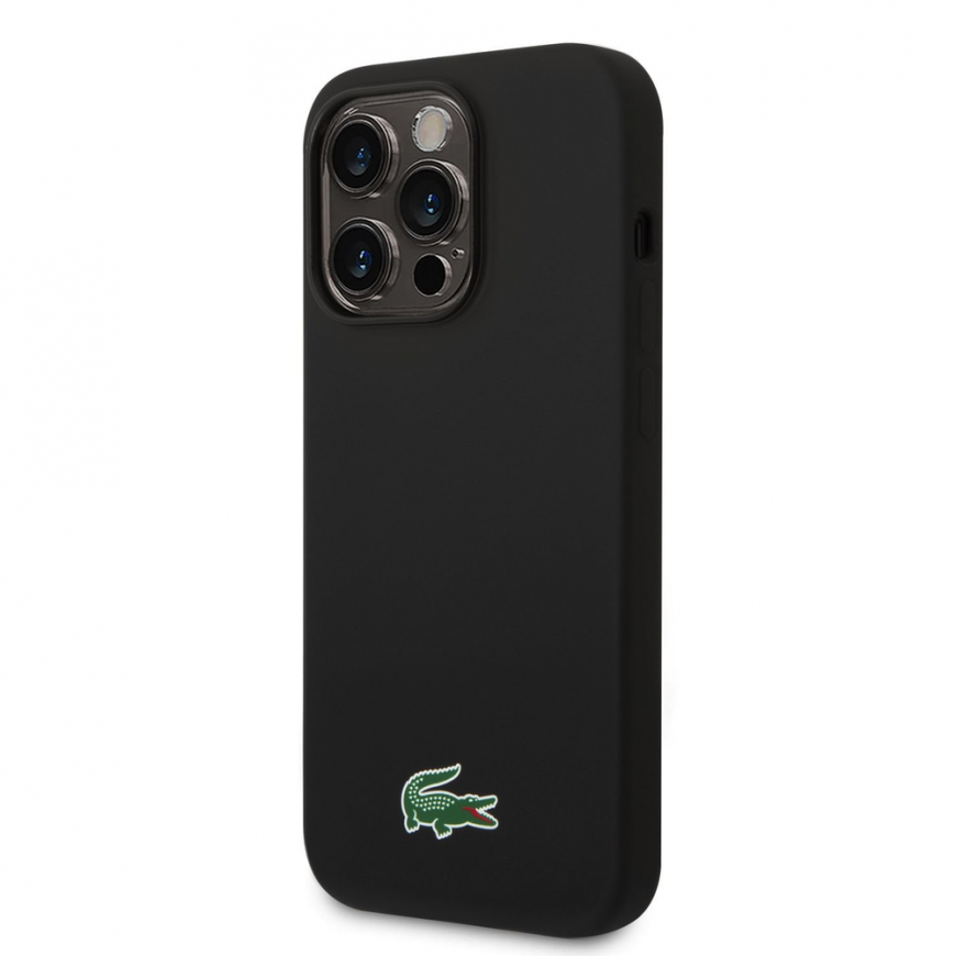 Case Lacoste Apple iPhone 15 Pro Liquid Silicone Microfiber Croc Logo Magsafe Back Cover Black – 3