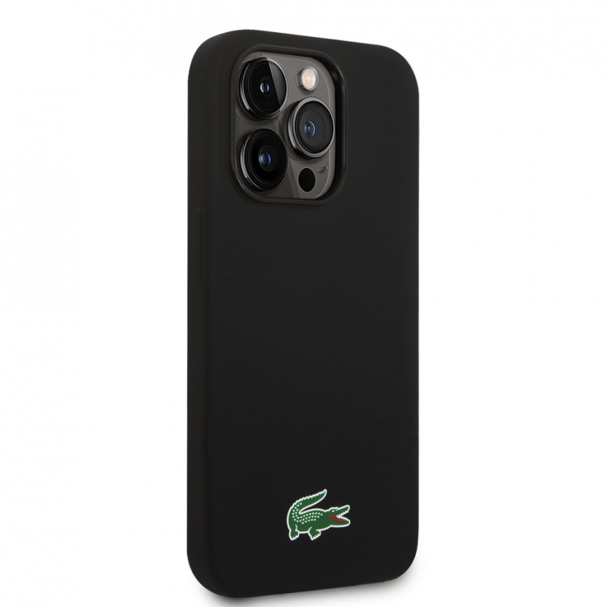 Case Lacoste Apple iPhone 15 Pro Liquid Silicone Microfiber Croc Logo Magsafe Back Cover Black – 5