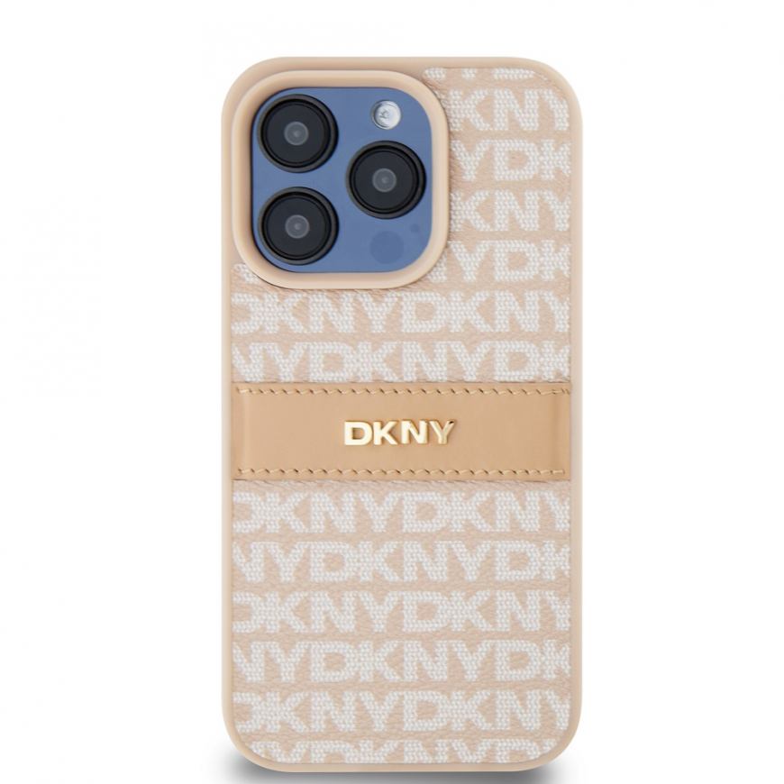Case DKNY DKHCP14LPRTHSLP iPhone 14 Pro 6.1" pink hardcase Leather Mono Stripe & Metal Logo – 2