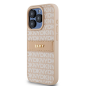 Case DKNY DKHCP14LPRTHSLP iPhone 14 Pro 6.1" pink hardcase Leather Mono Stripe & Metal Logo