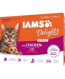 Iams Cat Senior in Gravy 12x85g Land & Sea collection