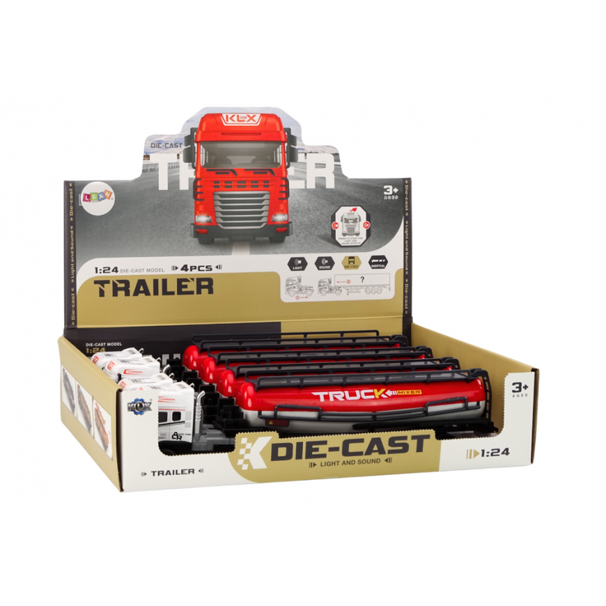 Lean Toys Truck With Trailer TIR 1:24 Car Truck Accessories Sounds Tanker – 3