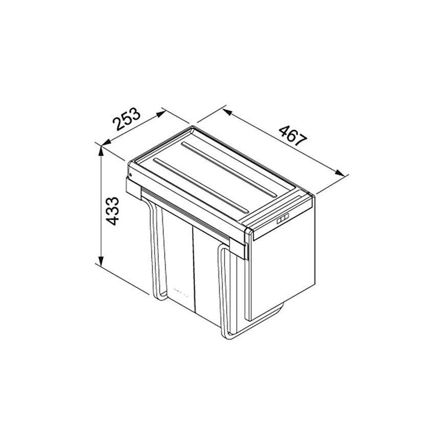 Trash can FRANKE, Cube 30, manual opening, 2x15l. – 5