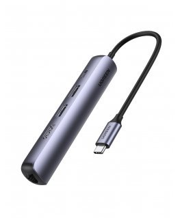 Ugreen 10919 knyginių kompiuterių dokas / jungčių replikatorius Vielinis USB 3.2 Gen 1 (3.1 Gen 1) Type-C Pilka