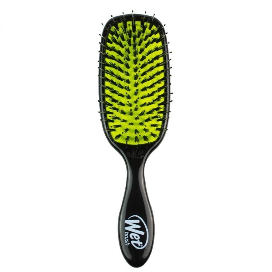WET BRUSH WETBRUSH RETAIL SHINE ENHANCER black hair brush with boar bristles