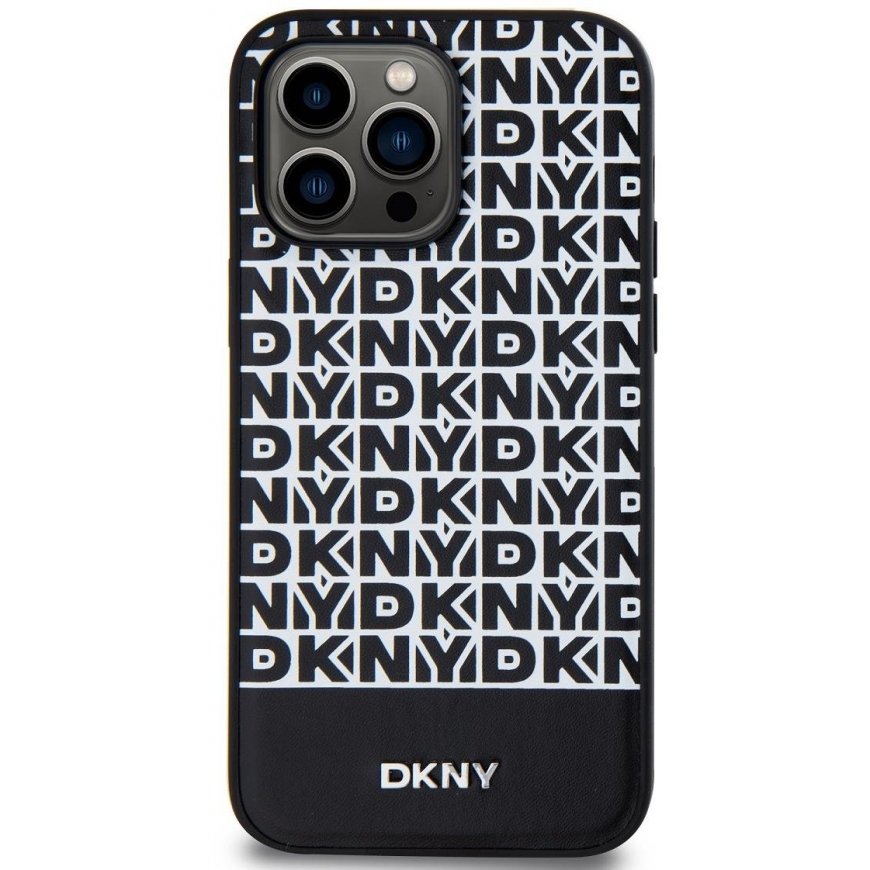 DKNY PU Leather Repeat Pattern Bottom Stripe MagSafe Case for iP