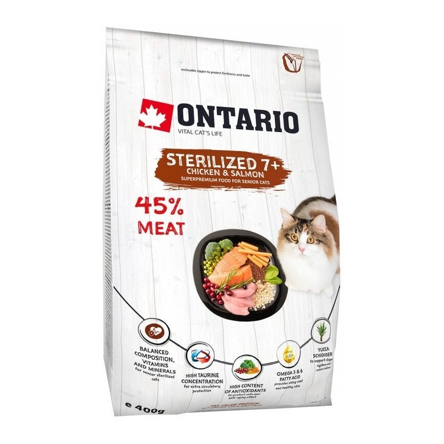Dry cat food - Ontario Cat Sterilised Salmon, 400 gr