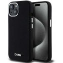 DKNY Liquid Silicone Small Metal Logo MagSafe Case for iPhone 14/15/13 - Black