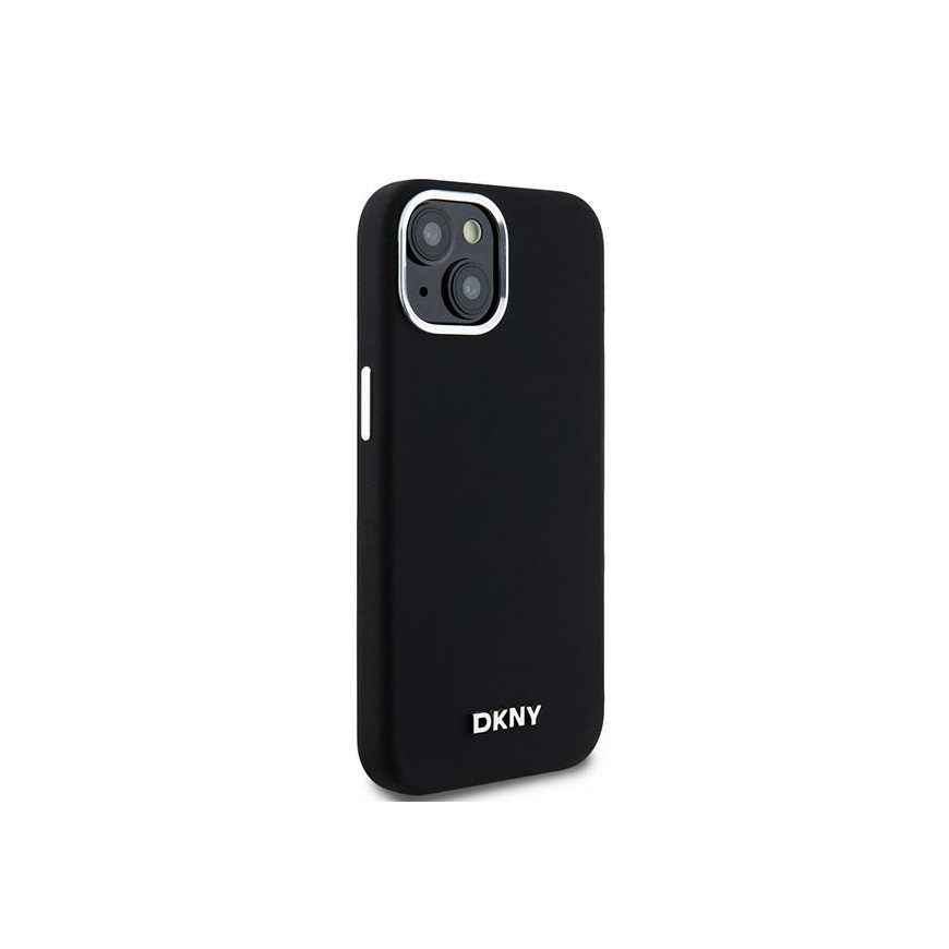 DKNY Liquid Silicone Small Metal Logo MagSafe Case for iPhone 14/15/13 - Black – 5