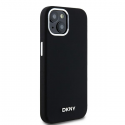 DKNY Liquid Silicone Small Metal Logo MagSafe Case for iPhone 14/15/13 - Black